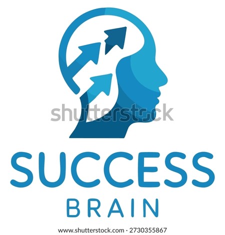 Vector logo successful man featuring head profile and rising arrows suitable for businessman entrepreneur concept growth identity and professional branding