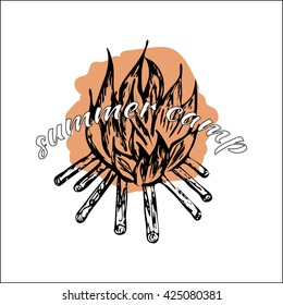 Vector logo of summer camp or travel.