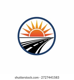 Vektor-Logo der Sonne und Autobahn für Branding 