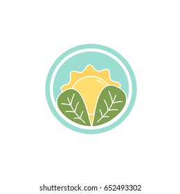 vector logo with sun and leaves