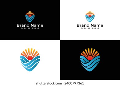 vector logo sun waves abstract location