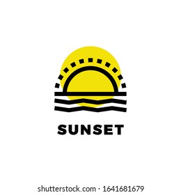Vector logo sunset monoline style logo