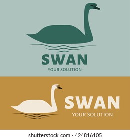 Vector logo Swan. Brand logo in the form of a Swan in the water.