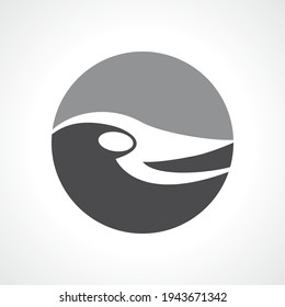 Vector logo swimming in the pool. Abstract simple swimmer inside a circle. Black and white to be colored