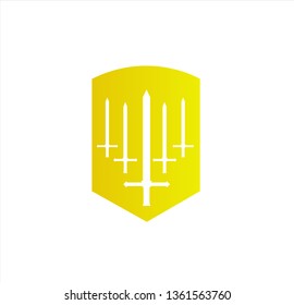 vector logo of sword and gold shield