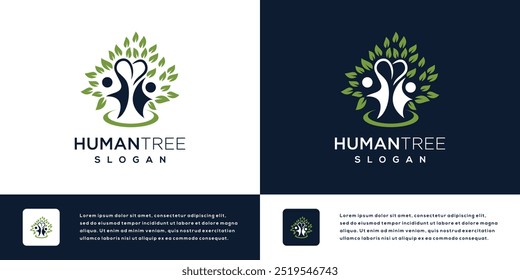 Vector logo símbolo ecología amor árbol y humano . icono logo árbol persona	