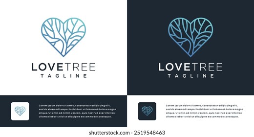 Vector logo symbol ecology love tree . Icon logo inspiration love tree	