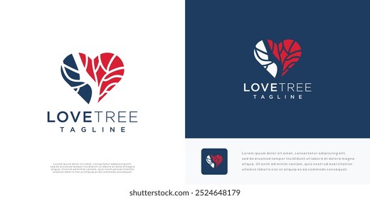 Vector logo symbol ecology love tree . Icon logo inspiration love tree	