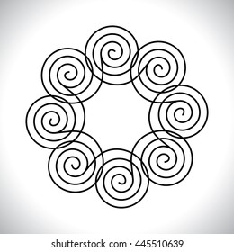Vector. Logo, symbol, element for design. Abstract, stylized image of a sun, a sunflower, a flower. Orient symbol