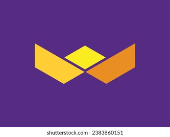 Vector logo symbol of the geometric shape of the letter w or diamond shape and simple mountain shapes