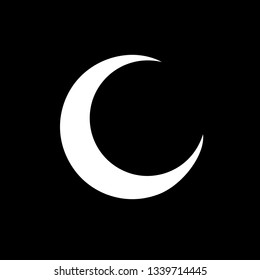 Vector. Logo, symbol of the moon. Icon Illustration of white phase moon on a black background. Graphic image. Stylization. Ancient geometry. Mystical sense