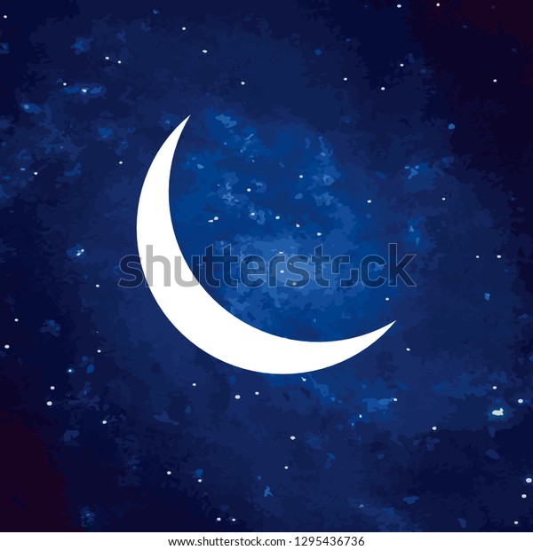 Vector.\
Logo, symbol of the moon. Icon Illustration of white phase moon on\
a cosmic background. Graphic image.\
Stylization