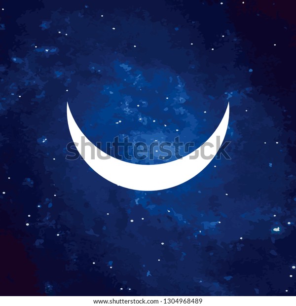 Vector.\
Logo, symbol of the moon. Icon Illustration of white phase moon on\
a cosmic background. Graphic image.\
Stylization