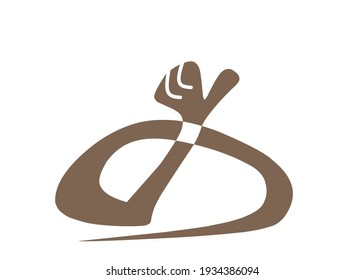 Vector logo with a symbol of raising hand with thumb finger