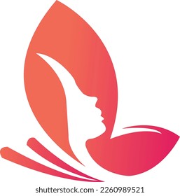 vector logo with the symbol of a woman in a butterfly