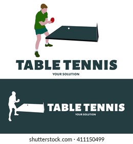 Vector logo table tennis. The tennis player is pitching racket