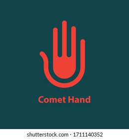 Vector logo tamplate, comet in hand