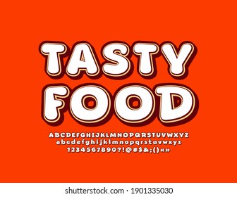 Vector Logo Tasty Food For Cafe, Menu, Restaurant. Trendy Style Font. Creative Alphabet Letters And Numbers Set