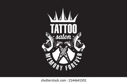Vector logo for tattoo salon on black background