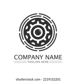 vector logo technology Digital tech vector business logo template concept illustration. Gear electronic factory sign. Cog wheel technology symbol SEO emblem Design element