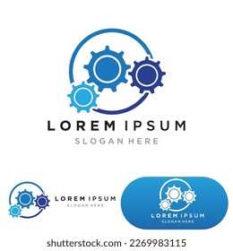 vector logo technology. Digital tech - vector business logo template concept illustration. Gear electronic factory sign. Cog wheel technology symbol. SEO emblem. Design element.