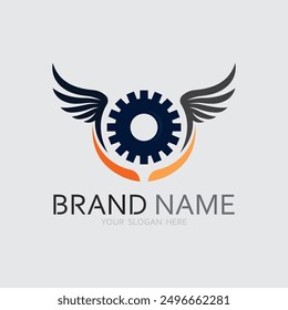 vector logo technology Digital tech vector business logo template concept illustration. Gear electronic factory sign. Cog wheel technology symbol SEO emblem Design element