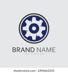 vector logo technology Digital tech vector business logo template concept illustration. Gear electronic factory sign. Cog wheel technology symbol SEO emblem Design element