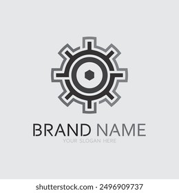 vector logo technology Digital tech vector business logo template concept illustration. Gear electronic factory sign. Cog wheel technology symbol SEO emblem Design element
