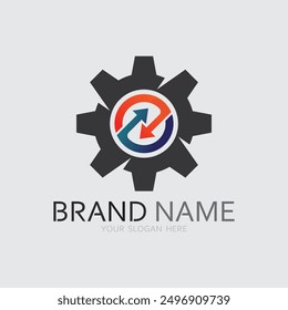 vector logo technology Digital tech vector business logo template concept illustration. Gear electronic factory sign. Cog wheel technology symbol SEO emblem Design element