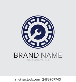vector logo technology Digital tech vector business logo template concept illustration. Gear electronic factory sign. Cog wheel technology symbol SEO emblem Design element