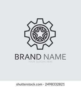 vector logo technology Digital tech vector business logo template concept illustration. Gear electronic factory sign. Cog wheel technology symbol SEO emblem Design element