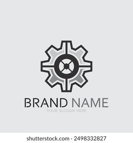 vector logo technology Digital tech vector business logo template concept illustration. Gear electronic factory sign. Cog wheel technology symbol SEO emblem Design element