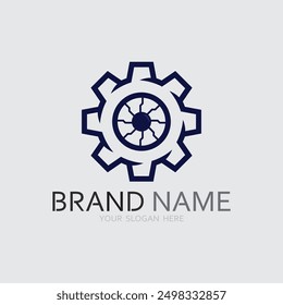 vector logo technology Digital tech vector business logo template concept illustration. Gear electronic factory sign. Cog wheel technology symbol SEO emblem Design element