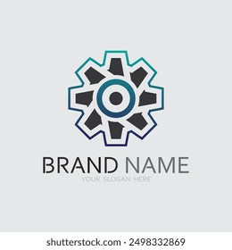 vector logo technology Digital tech vector business logo template concept illustration. Gear electronic factory sign. Cog wheel technology symbol SEO emblem Design element