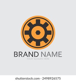 vector logo technology Digital tech vector business logo template concept illustration. Gear electronic factory sign. Cog wheel technology symbol SEO emblem Design element