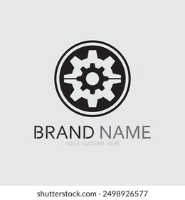 vector logo technology Digital tech vector business logo template concept illustration. Gear electronic factory sign. Cog wheel technology symbol SEO emblem Design element