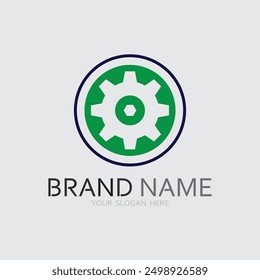 vector logo technology Digital tech vector business logo template concept illustration. Gear electronic factory sign. Cog wheel technology symbol SEO emblem Design element