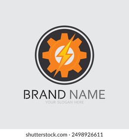 vector logo technology Digital tech vector business logo template concept illustration. Gear electronic factory sign. Cog wheel technology symbol SEO emblem Design element