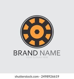 vector logo technology Digital tech vector business logo template concept illustration. Gear electronic factory sign. Cog wheel technology symbol SEO emblem Design element