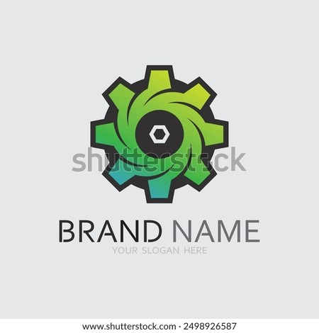 vector logo technology Digital tech vector business logo template concept illustration. Gear electronic factory sign. Cog wheel technology symbol SEO emblem Design element