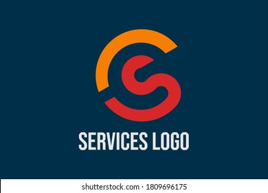 Vector logo with telephone illustration and initials "C" and "S" in positive space, and initials "e" in negative space. Usable for general service business logos via phone calls and online.