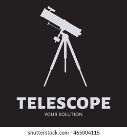 Vector logo telescope. Equipment for stargazing