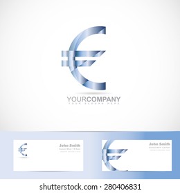 Vector logo template of 3d euro sign money symbol with business card