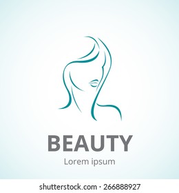 Vector logo template or abstract concept for beauty salons, spa, cosmetics/Sign of a woman's face vector logo template/Vector abstract logo