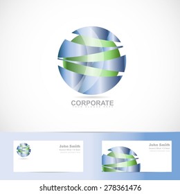 Vector logo template of abstract corporate blue green sphere