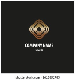 Vector logo template with abstract golden elements. Can be used for hotel companies and others.