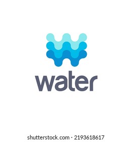 Vector logo template. Abstract water icon. Letter W logo design.