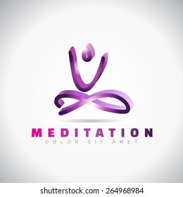 Vector logo template of an abstract yoga meditation pose icon