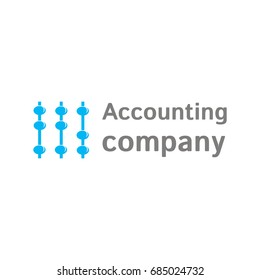 Vector logo template for accounting company. Illustration of scores in blue. EPS10. Creative and simple logotype for business companies.