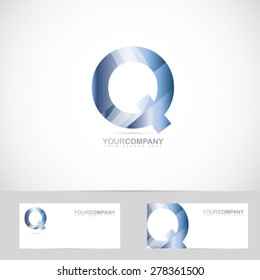 Vector logo template of alphabet letter q 3d with business card